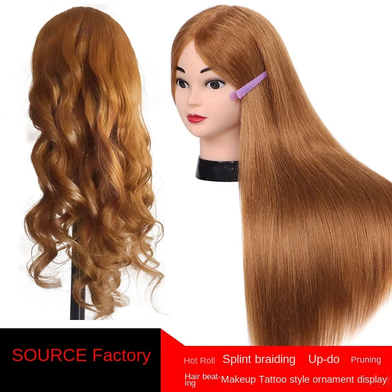 70% real hair 18 inch head mold can be ironed rolled pulled fake head mold practice  cutting shapingcoilinghair model head