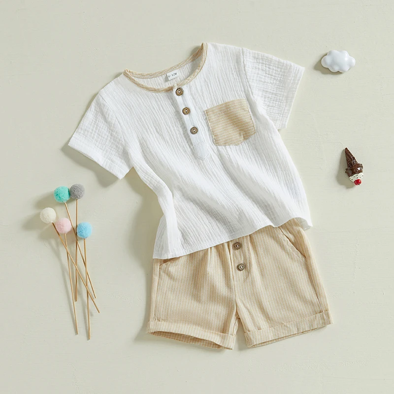 

Boys Summer Outfit Set Short Sleeve T-shirt with Camouflage Shorts Toddler Set for Kids Casual Beach Wear