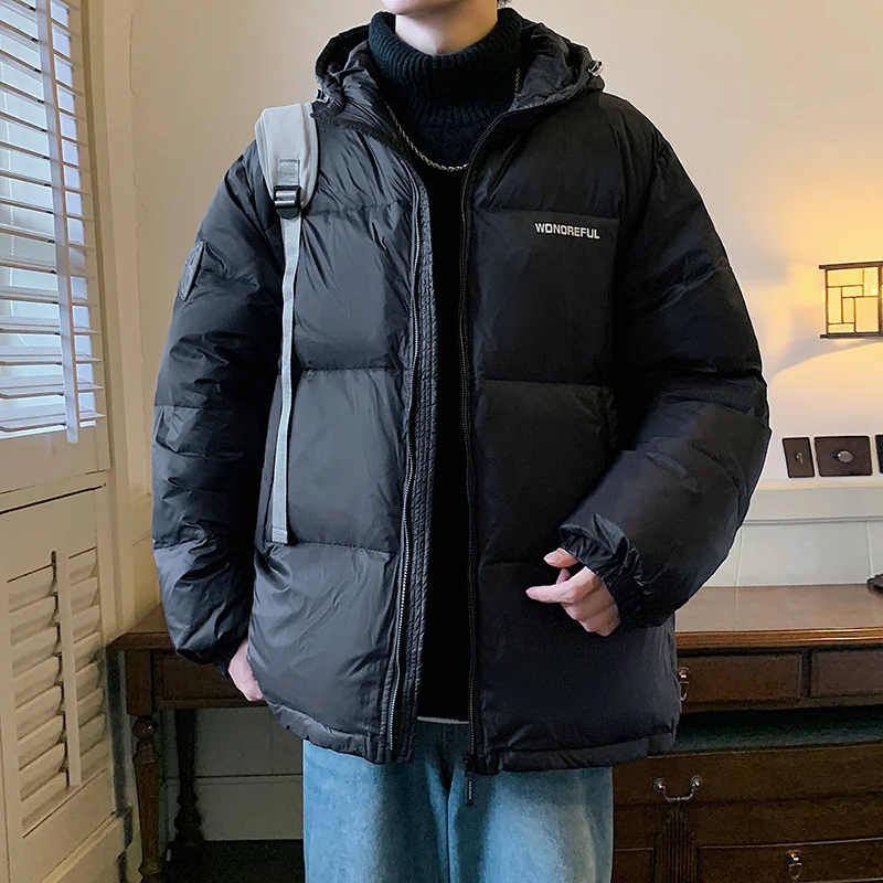 2029 New Winter Men Hooded  Down Jackets Warm Parkas Fashion Male Casual Thicker Coats Man Short Slim Winter Jackets 3XL