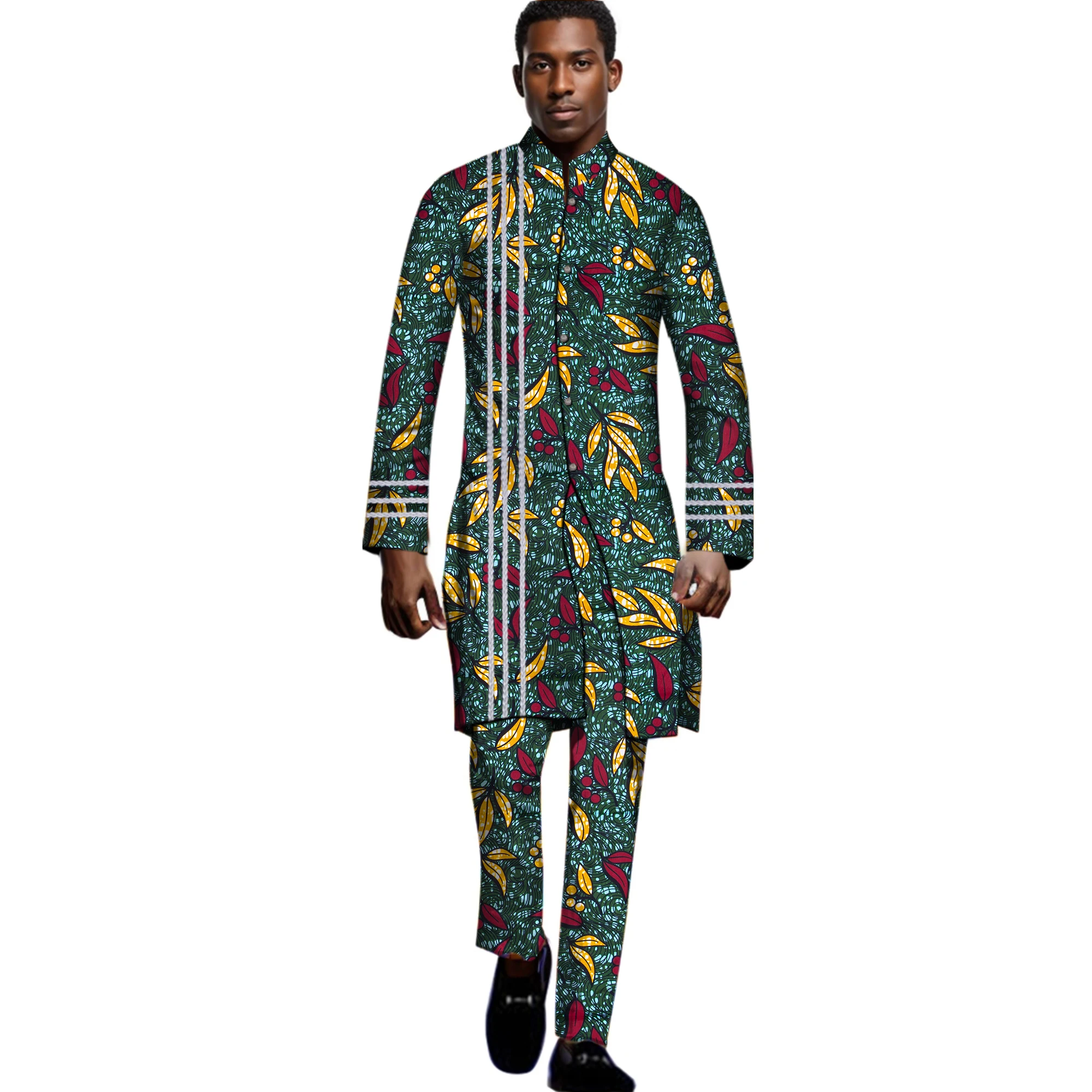 

African Clothing Dashiki Shirts and Pant 2 Pieces Set Plus Size African Dashiki Dress and Long Pants WYN233