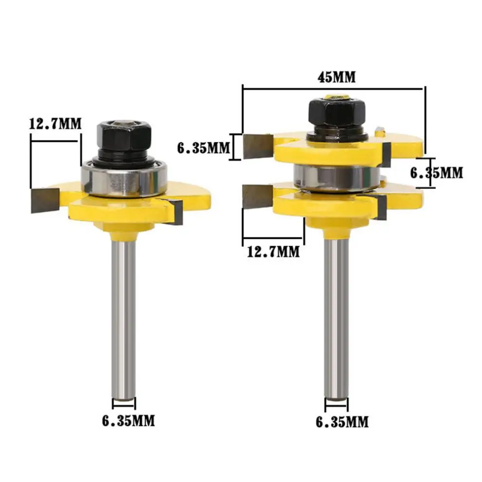 3 Tooth T Tenon Type Combine Tool Puzzle Tool Floor   Carpentry Milling Cutter Carving Machine Cutter Head Exit Cutting Tools