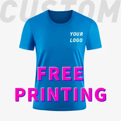 Customized T-shirt free printing logo image round neck cultural shirt men's and women's work clothes quick drying gym clothes