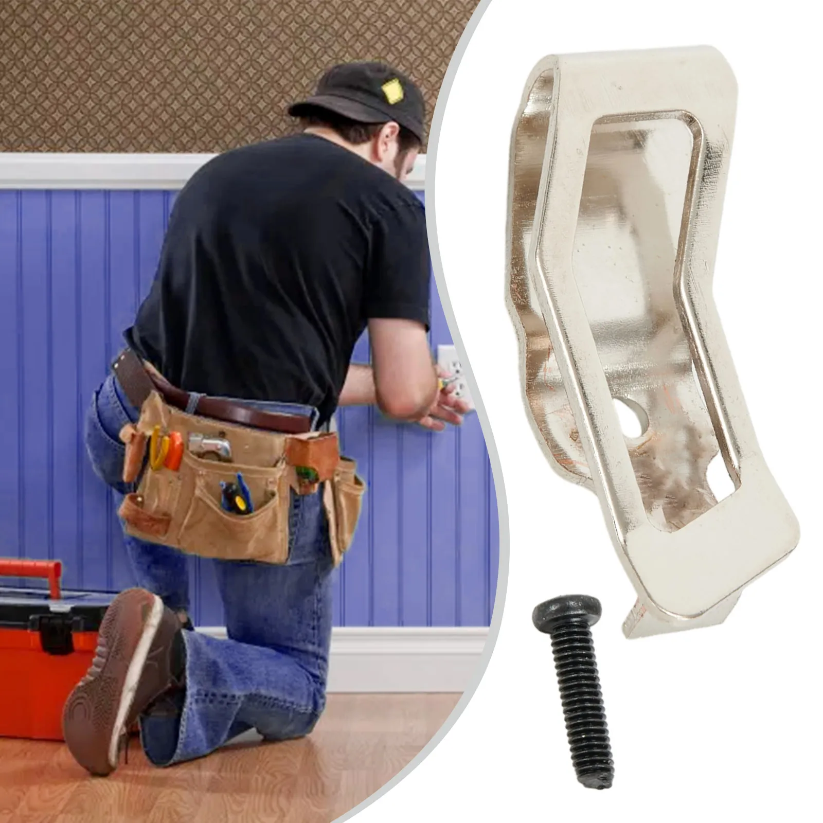 Metal Belt Hook Clip with Screw Part 42700495 for Power Tool Handles Compatible with Drills Drivers and Wrenches