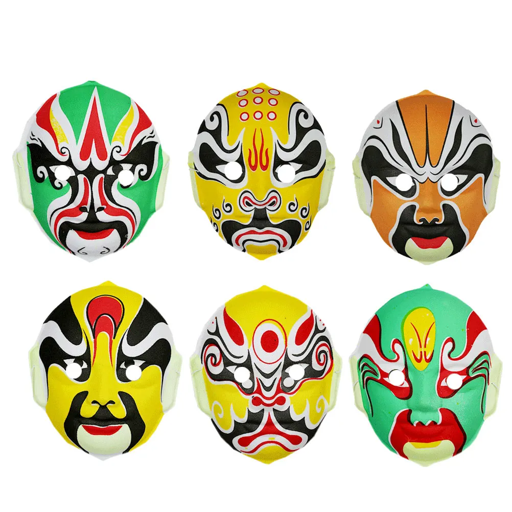 6 Pcs Peking Opera Mask Halloween Purge s Masks Girl for Diy Child Scary Face
