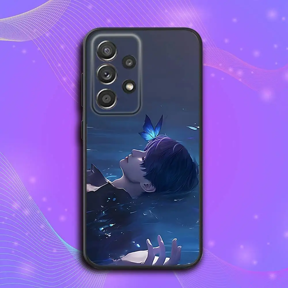 حافظة هاتف R-Rafayel Love and Deepspace لهاتف سامسونج S 25,24,23,22,30,21,10,9,Ultra,Plus,Lite,FE,4,5G حافظة سوداء ناعمة