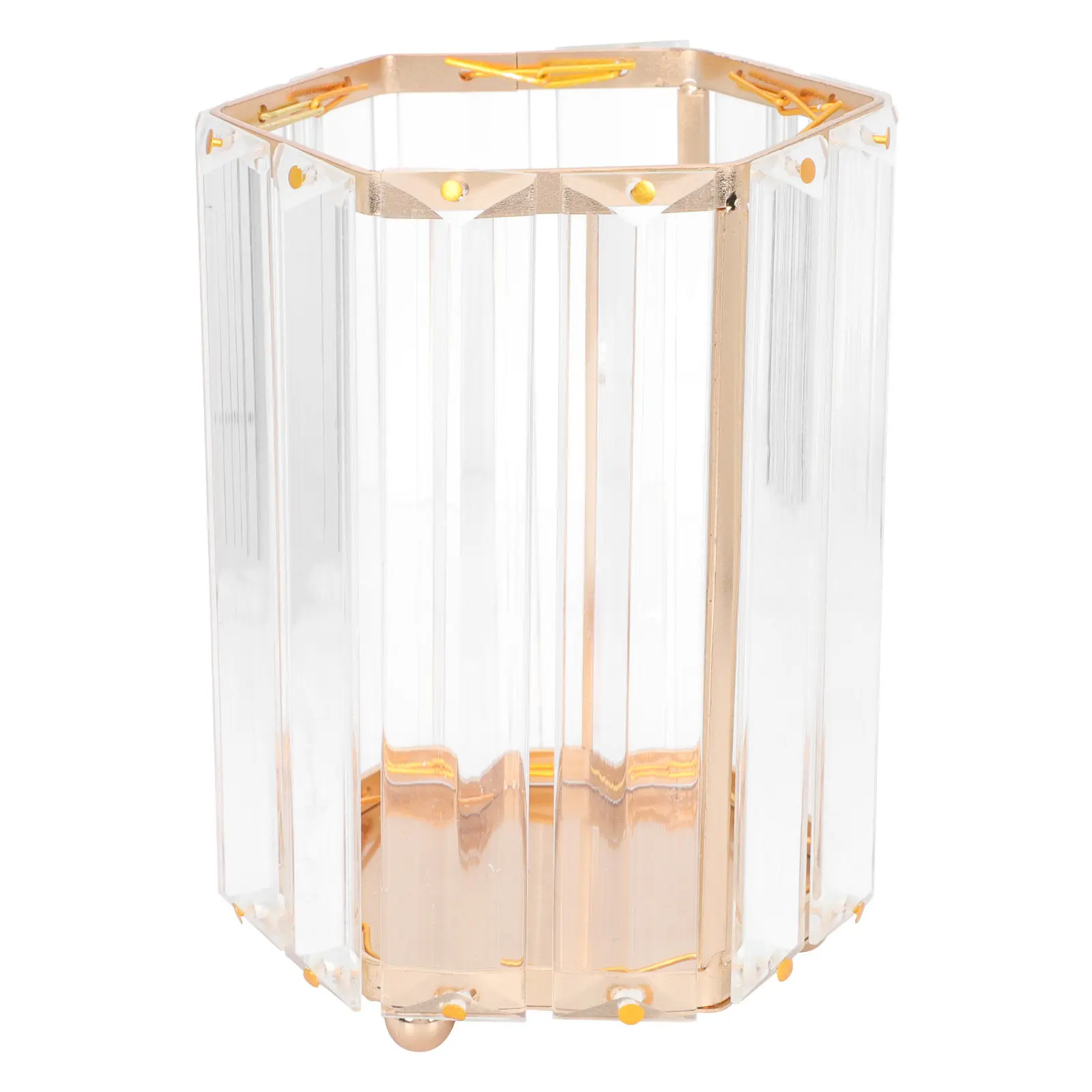 Exquisite Glass Pen Holder Geometric Shape Makeup Brush Organizer Decorative Stationery Multi-Function