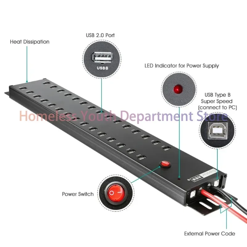 Sipolar A-812 30-Port USB Hub Industrial 300w Docking Station Multi-Port USB Charger