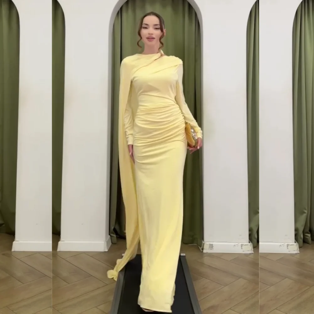 

Customized Sparkle Chiffon Pleat Straight High Collar Long Dresses Bespoke Occasion Celebrity Exquisite Classic