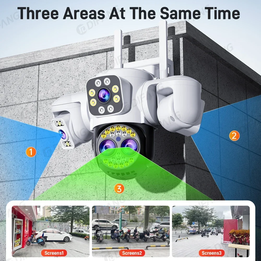 كاميرا Yoosee 8K 16MP WiFi IP بأربعة عدسات وثلاثة شاشات 360 درجة ° كاميرا مراقبة لاسلكية للتتبع التلقائي PTZ CCTV في الهواء الطلق #6