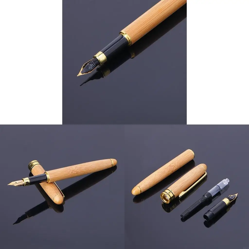 

M5TB 1PC Bamboo Fountain Pen Pen Fine Nib плавное написание чернила лучшее настоящее офисное снабжение
