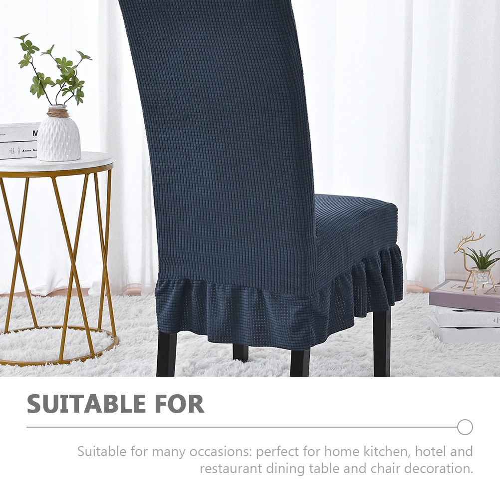 

Dining Chair Covers Decorative Set Slipcovers Chairs Room Seat Office Dinning Navy for Child