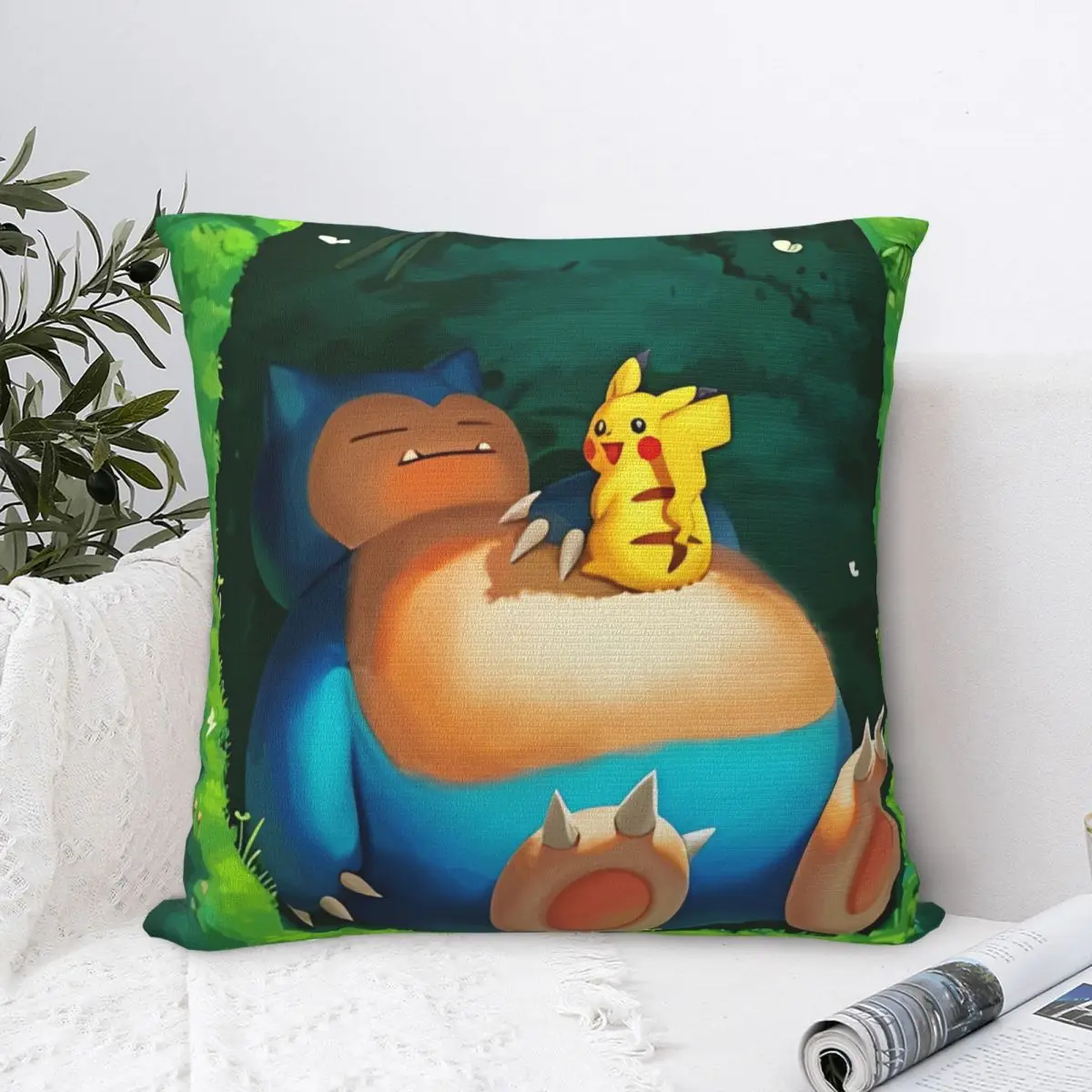 Snorlax Pokemon Anime Pillow Case Cushion Cover Polyester Graphic Pillow Cover Retro Trendy Pillowcases For Living Room Chair