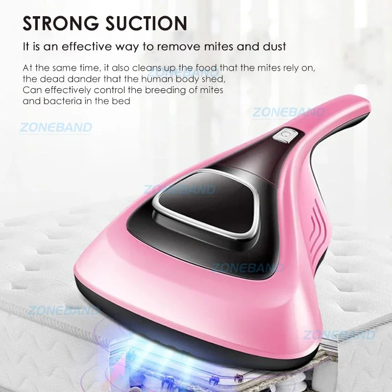 Handheld UV Bed Vacuum Cleaner Mite Removal Instrument High Frequency Electric Cleaning Machine for Home Mattress Bedding Sofa