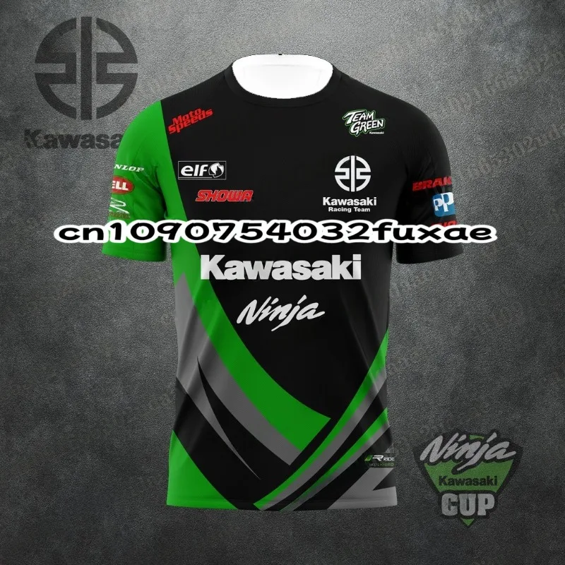 

Мужская быстросохнущая футболка Kawasaki для соревнований на мотоцикле для взрослых и детей, спортивный трикотаж с короткими рукавами для езды по бездорожью