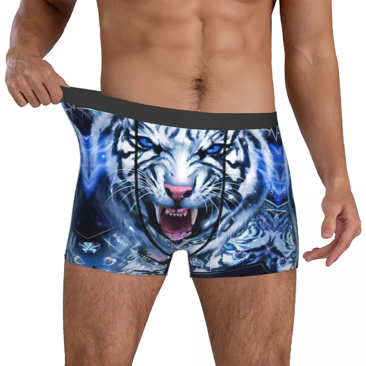 Tiger Print Boxer Shorts para Homem, Calcinhas Respiráveis, Roupa Interior, Cuecas, Cuecas