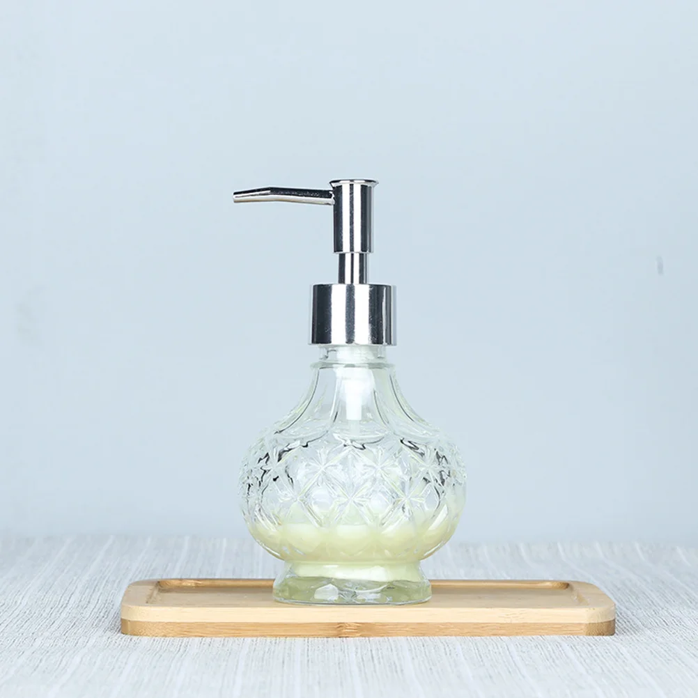 Portable Glass Lotion Bottle Press Pump Dispenser Refillable Subpackaging Container for Travel Shampoo Body Wash