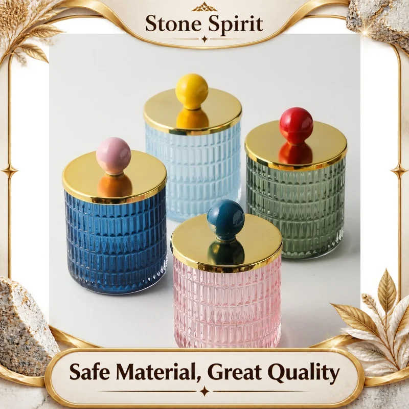 Creative Dopamine Glass Toothpick Box, Colorful Cotton Swab & Floss Organizer, Aesthetic Living Room Coffee Table Decoration