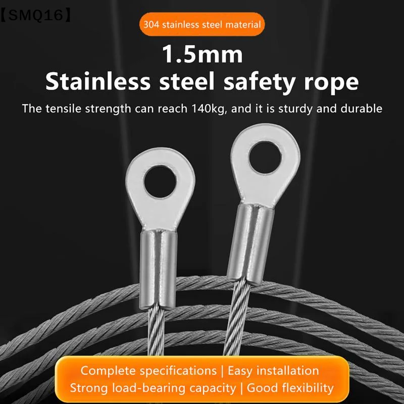 5Pcs Stainless Steel Wire Rope Cable M4 Hole End 1.5mm Wire Rope Cable For Various Products' Anti Fall Safety Ropes【SMQ】