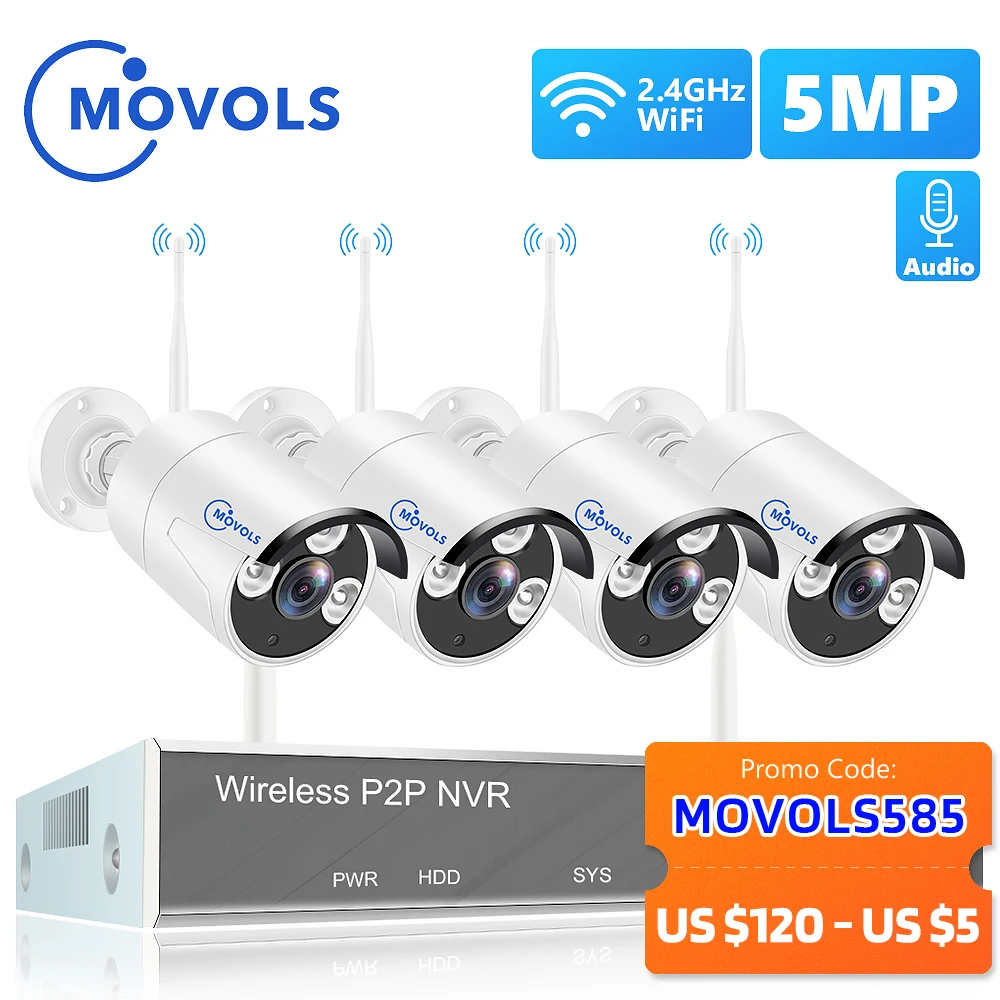 MOVOLS 5MP 8CH Wireless CCTV System 1920P Outdoor Waterproof Wifi IP Security Camera  Audio Record P2P Video Surveillance Kit