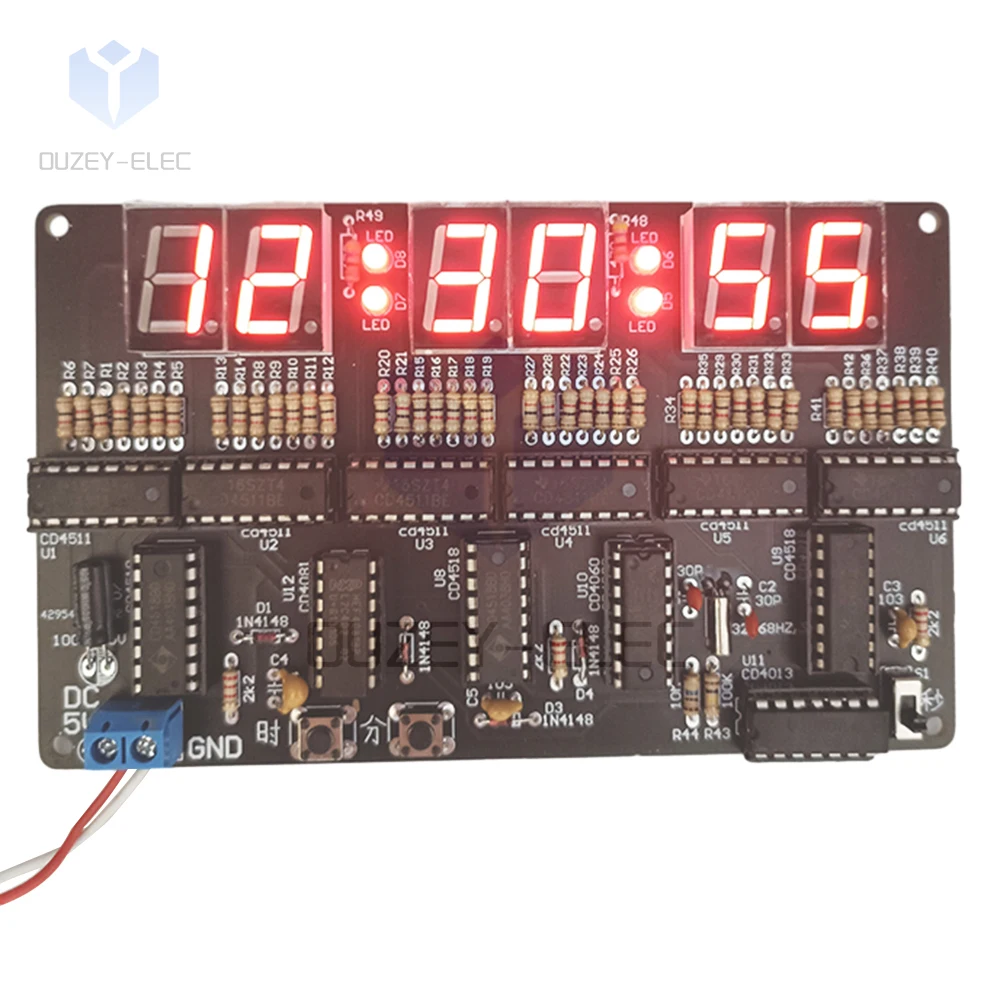 DC4.5V-5.5V 6 Digits DIY Clock Kit Auto Display Time DIY Alarm Clock Soldering Practice Kit for Teaching and Practical Training