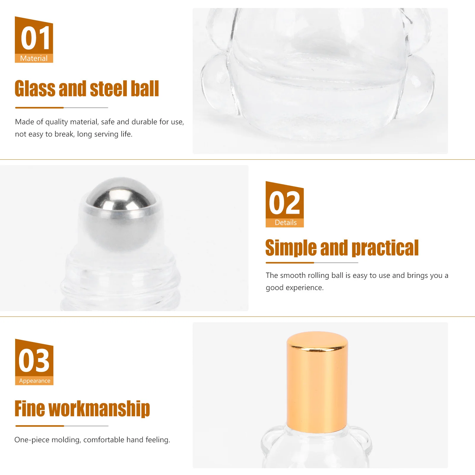 

8Pcs Transparent Bear Roller Bottle Leakproof Travel Compact Perfume Oil Glass Sub Bottle Portable Essential Oil Container