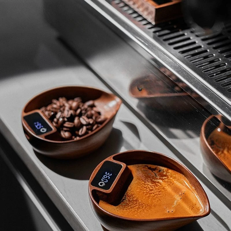 Italian hand-brewed coffee electronic scale, precise commercial rechargeable bean plate slot bean scale weight