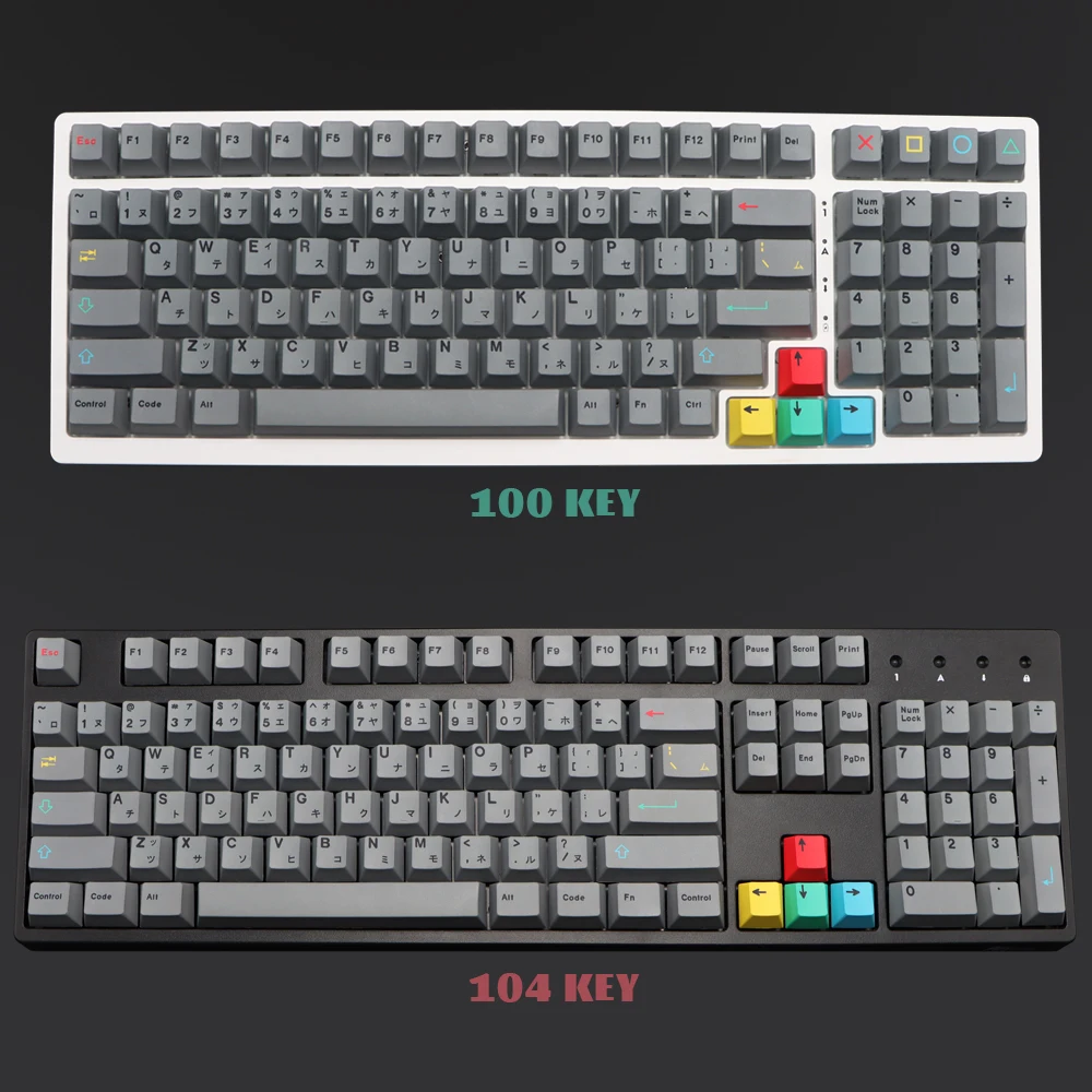 Dualshot Keycaps 129ชุด Dark สีเทา Keycaps โปรไฟล์เชอร์รี่ Dye ระเหิดที่กำหนดเองญี่ปุ่นตัวอักษร Keycap สำหรับ Gateron Kailh Keyboard