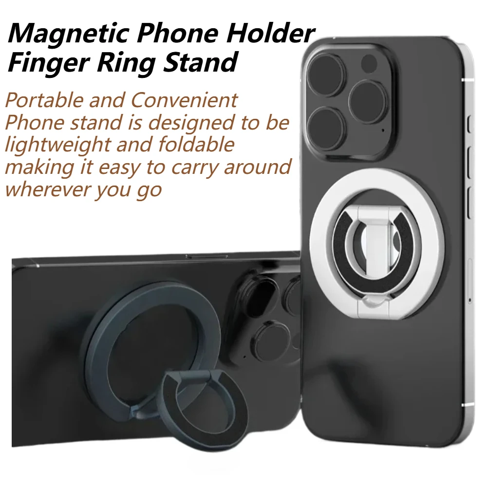 

360 ° Вращающийся магнитный портативный кольцевой держатель для телефона, универсальный для iPhone, Samsung, Xiaomi, Huawei, универсальная складная подставка с сильной ручкой