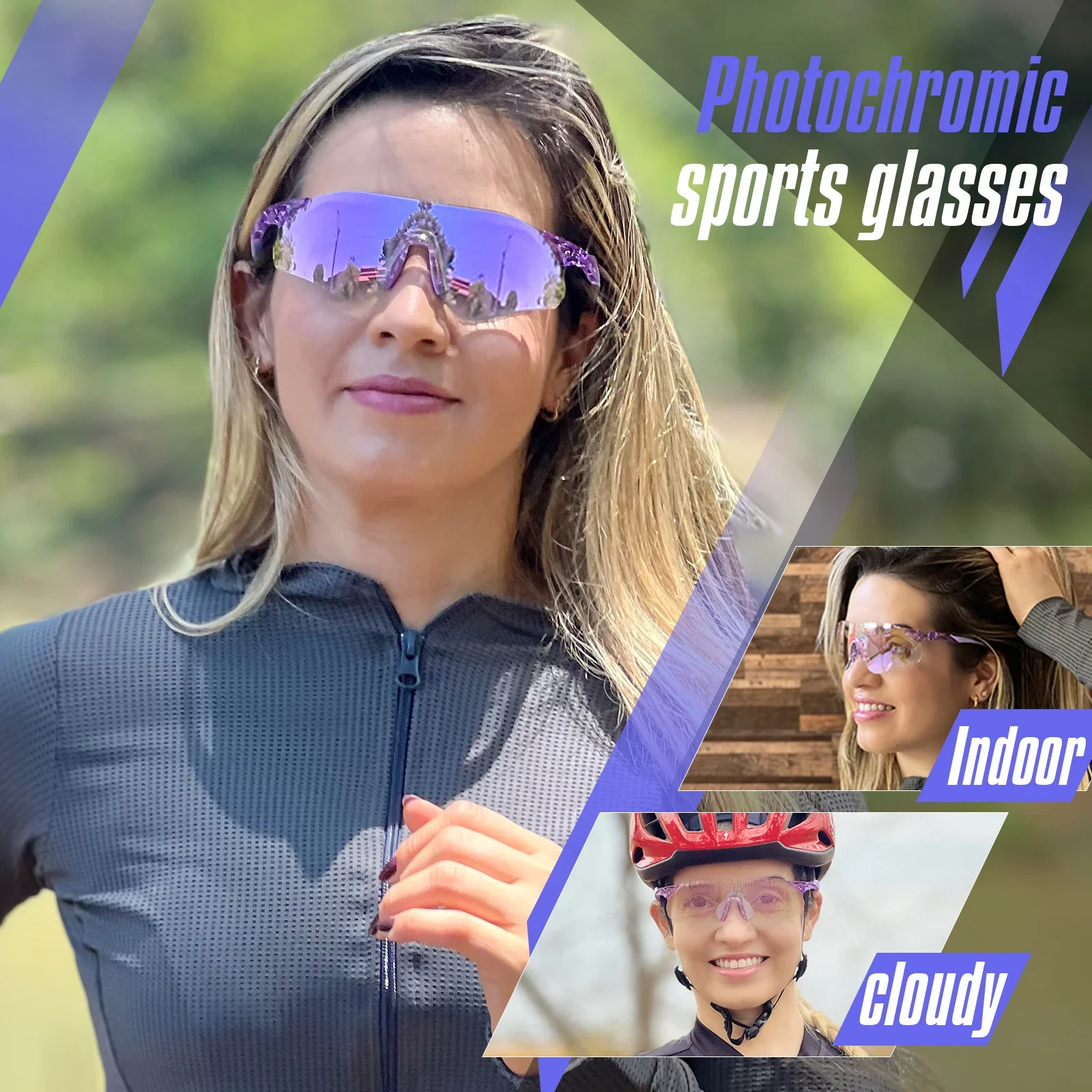 Kapvoe New Men Sports Photochromic Sunglasses Outdoor Running Cycling Glasses Bike Women Eyewear Marathon Bicycle UV400 Goggles