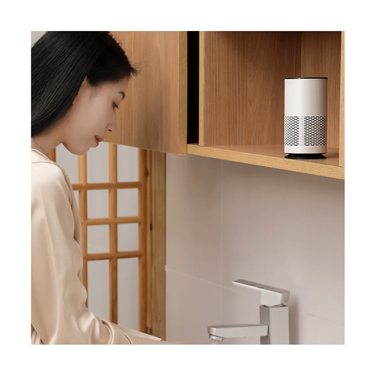 เครื่องกรองอากาศรถสำหรับบ้านแผ่นกรอง HEPA Desktop Purifier USB ชาร์จได้แบบพกพา diffuser ตัวฟอกอากาศ-สีเทา