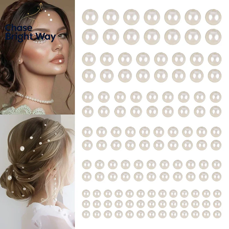 Pearls Stick On Self Adhesive Pearls Stickers Face Pearls Stickers for Hair Face Makeup Nail DIY Crafts