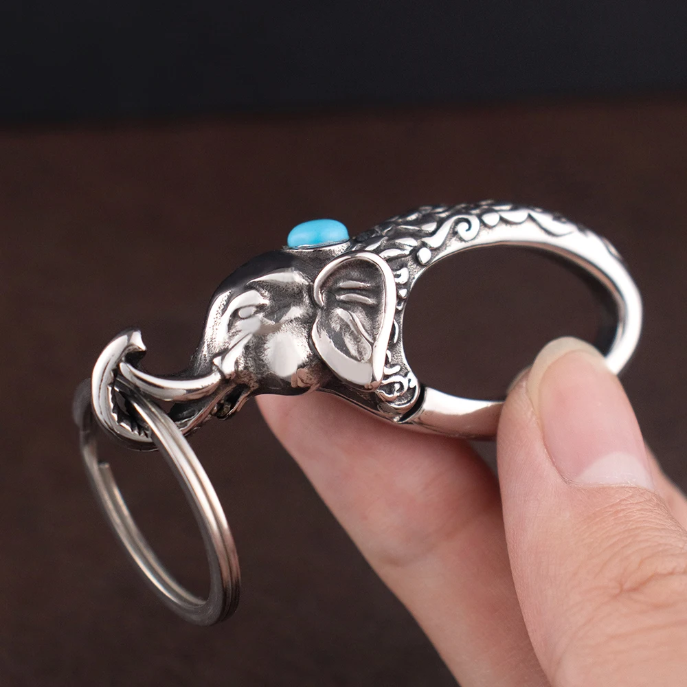 New Creative Elephant Keychains Stainless Steel Punk Men's Car Keyring Unique Animal Accessories Fashion Jewelry Dropshipping