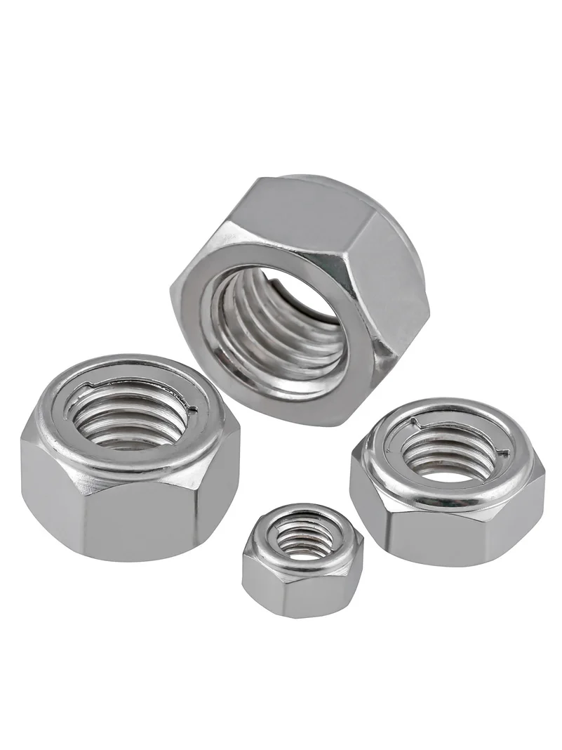 304 Stainless Steel Metal Lock Nuts Hexagon Self-locking Nut M3 M4 M5 M6 M8 M10 M12 M14 M20
