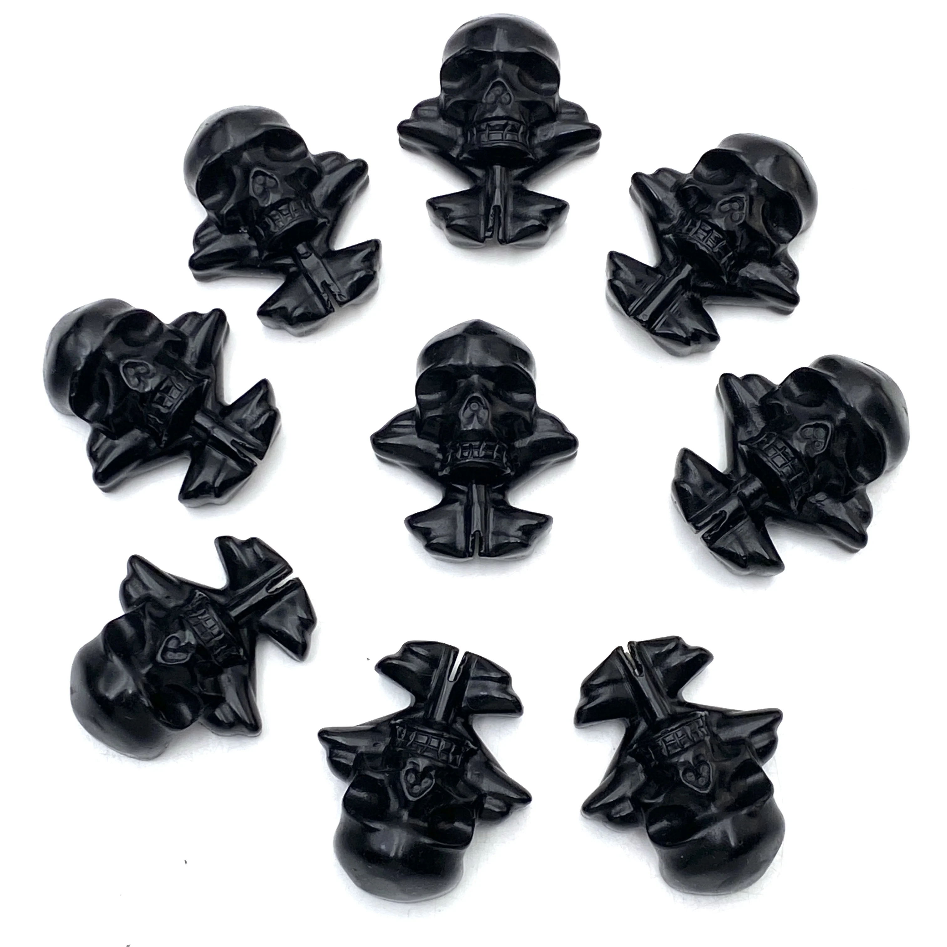 1PC Hand-Carved Obsidian Skull Figurine,1-Piece Collectible Halloween Ornament,Versatile Indoor & Outdoor Decor,Occult Decor