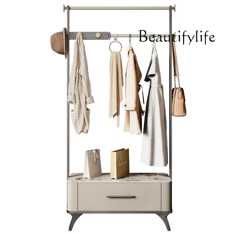 

Coat rack integrated high-end Italian minimalist light luxury bedroom stainless steel storage hanger advanced sense