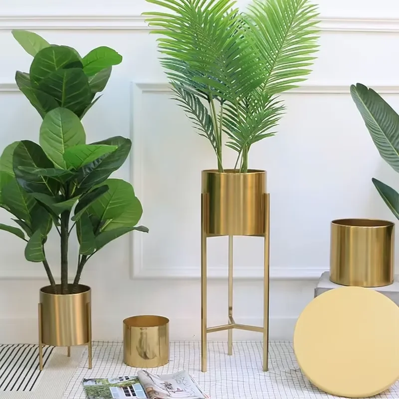 for Modern Nordic Simple Creative Indoor Decoration Gold Metal Large Stainless Steel Flowerpot