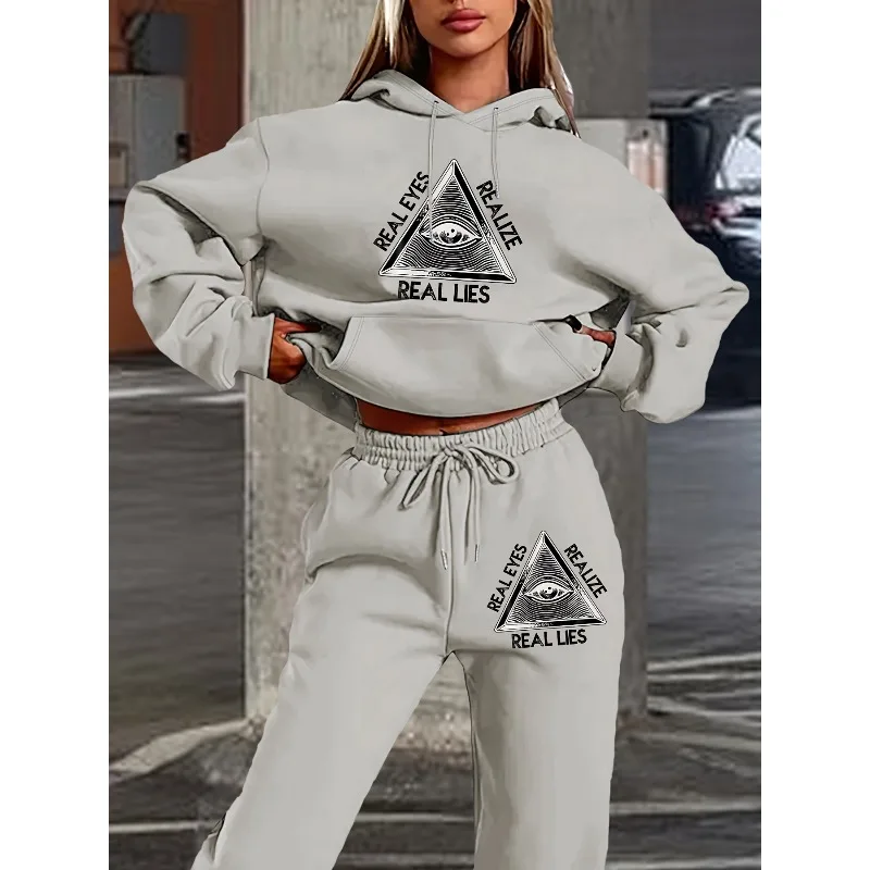 

2025 New Glasses 3D Printed Women's Hoodie Sports Pants Set with Hat and Long Sleeve Casual Shirt Set