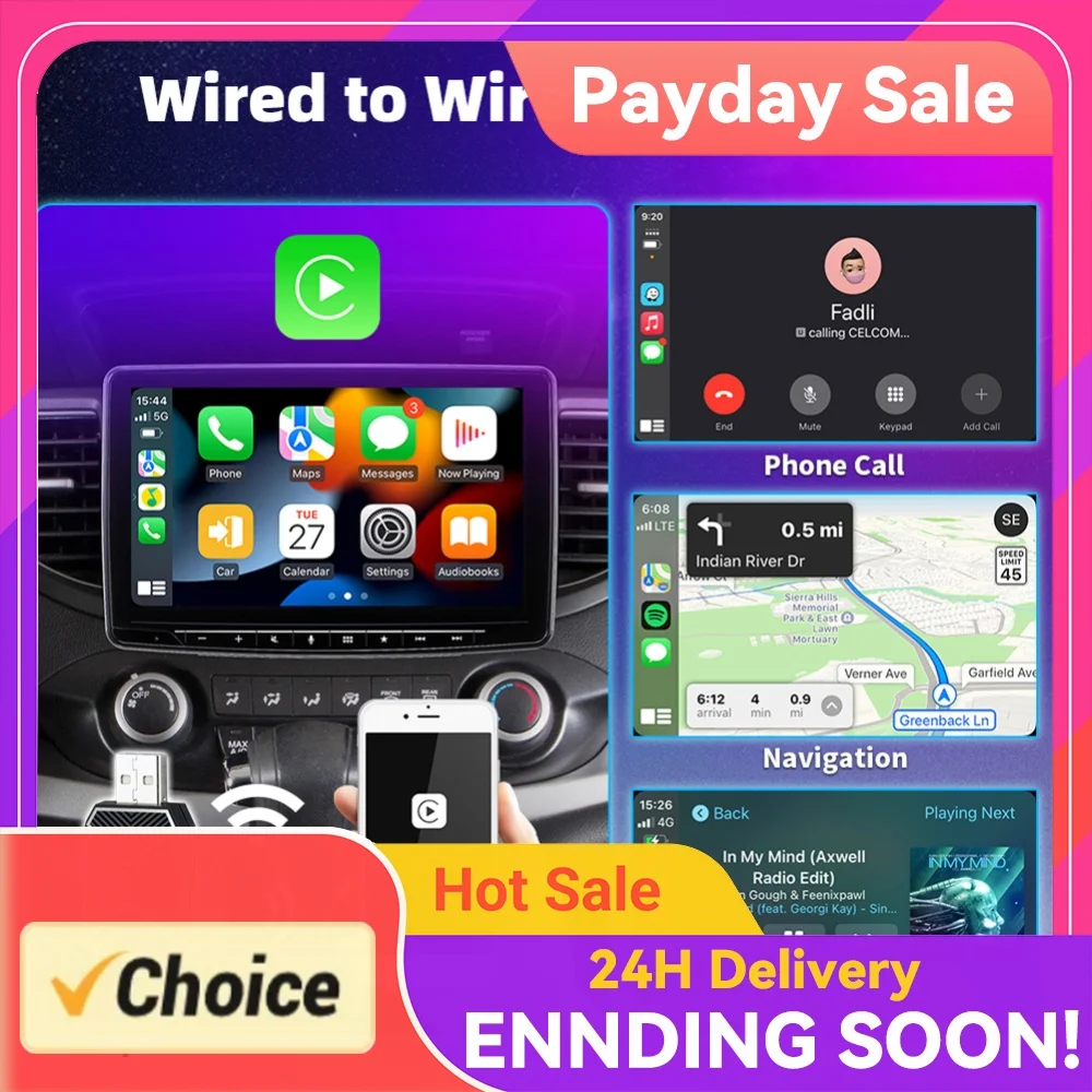Wireless CarPlay Android Auto Mini Box Dongle BT WiFi 2 In 1 AI Box Voice Assistant for Factory Wired CarPlay Android Auto Cars