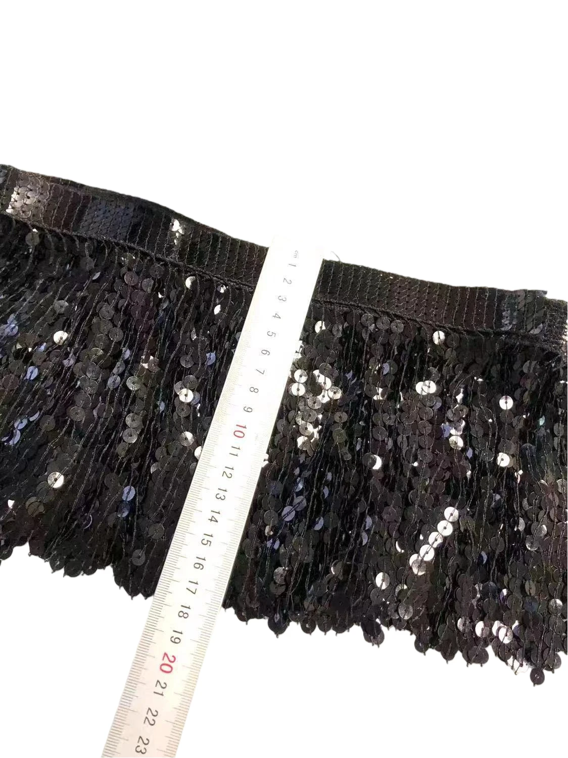 10 Jahre/Lot # 26122 W16cm Quasten-Pailletten Bestickte Spitze Lateinamerikanische Tanzkleider Bühnenkostüme Zubehör Rock Hersteller Großhandel – Detail 1