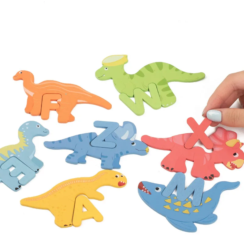 1-صندوق حزمة من الديناصورات تحت عنوان التعرف على الحروف الأبجدية التعلم الألغاز التعليمية التعلم المبكر لغز لعب للأطفال #5