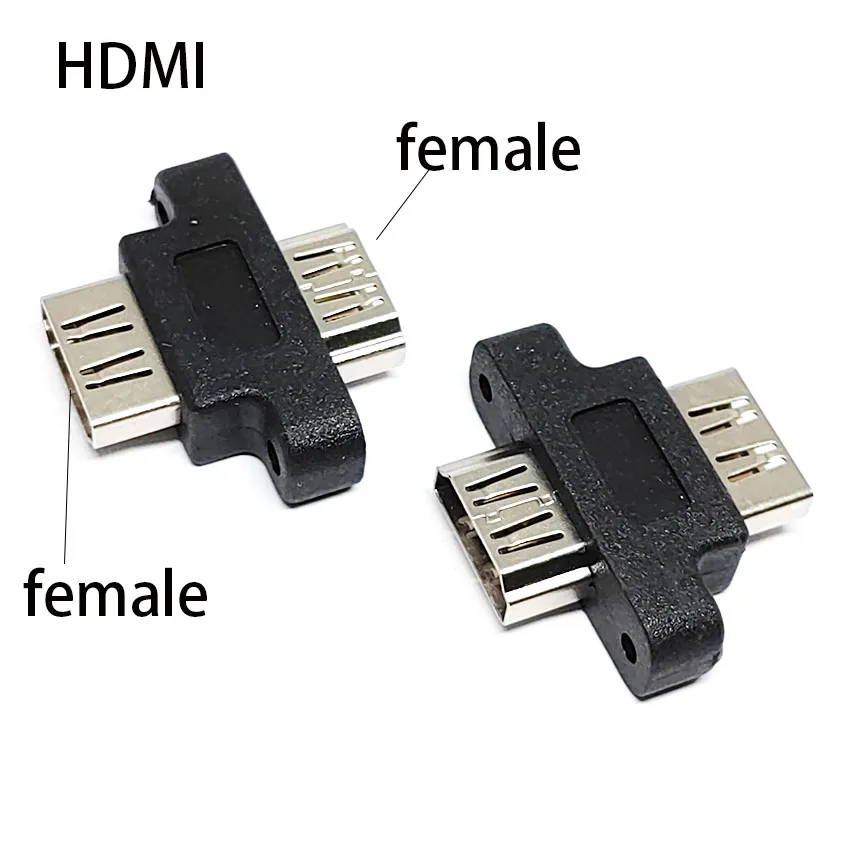 HDMI female to female with screw hole computer chassis panel docking connector HDMI adapter can be fixed adapter