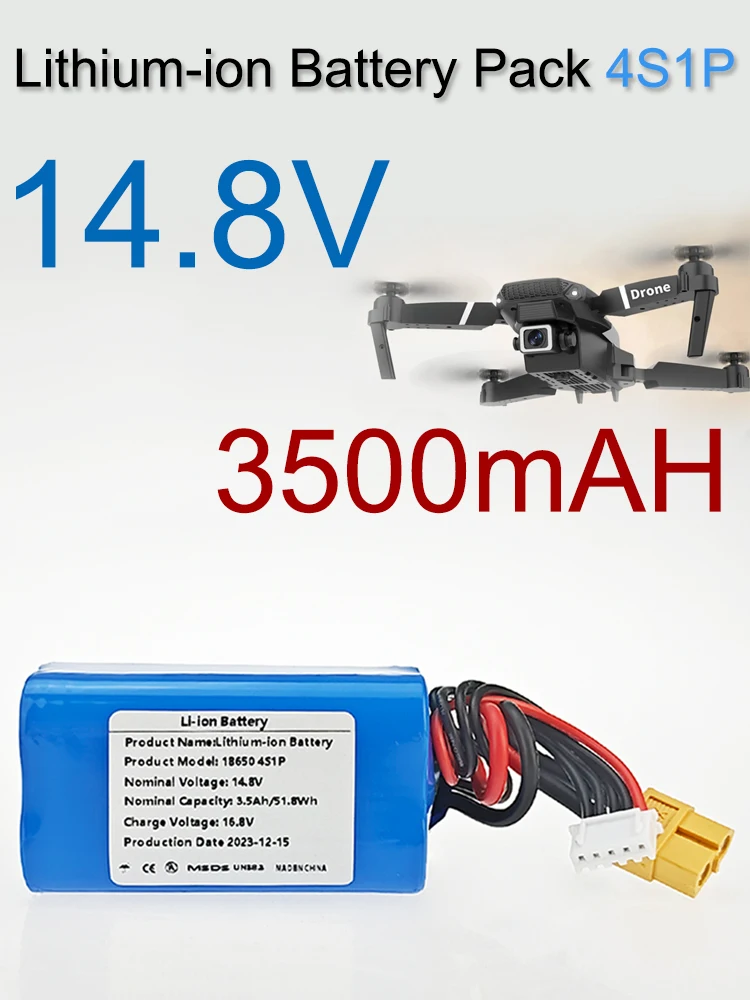 

4S1P Battery Pack Model Airplane With XT60 JST-XH Connector 18650 Li-ion Battery 14.8V 3500mAh high-quality For GA