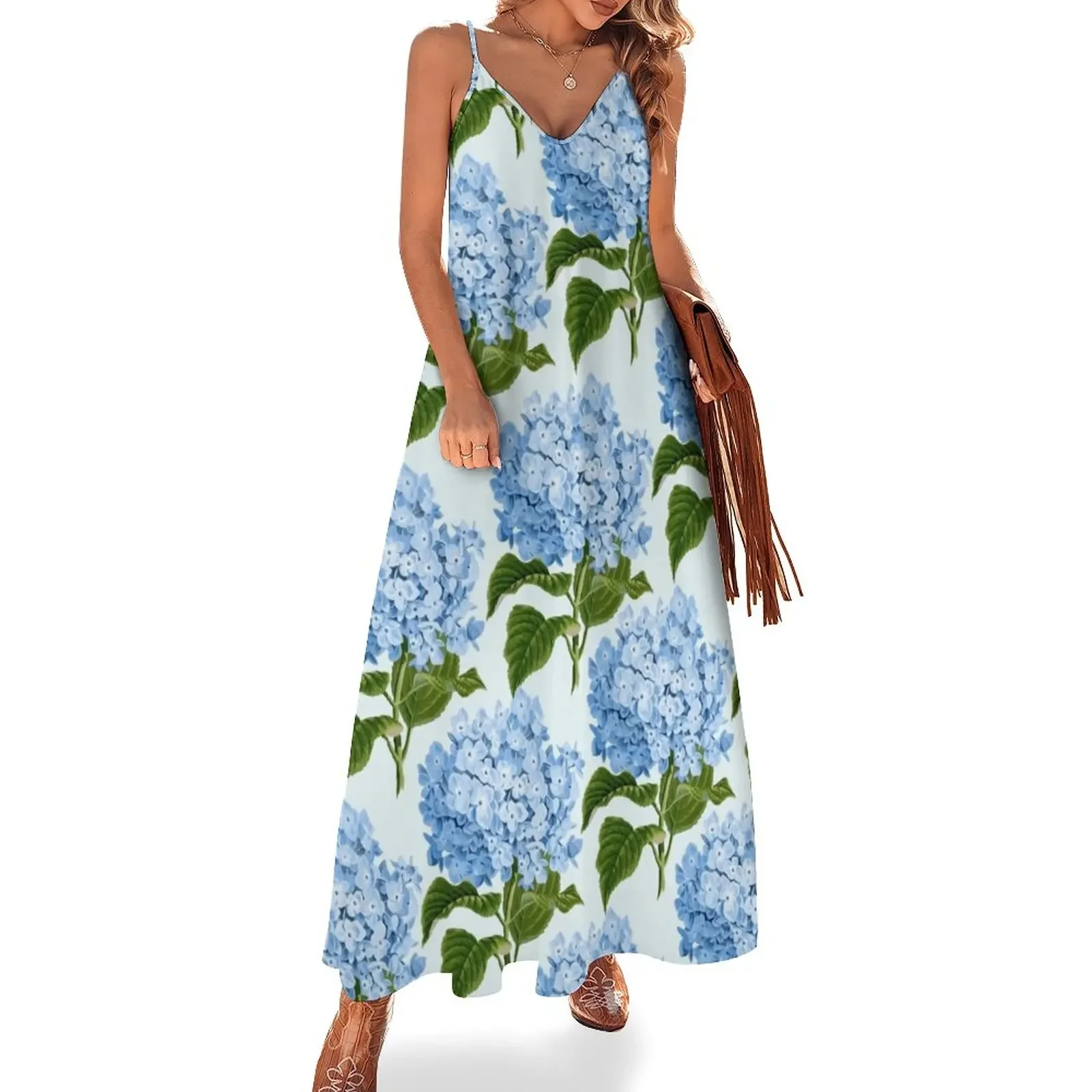 

Blue hydrangea print - floral print Sleeveless Dress luxury evening dresses for women 2025 dresses for women Female clothing