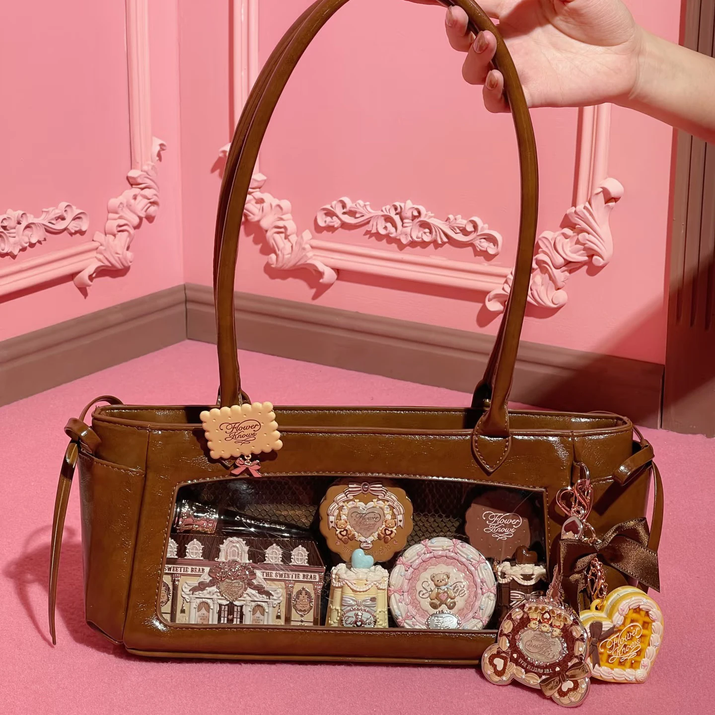 بودرة وجه فلاورز نو كيوبيد سويتي بير مع قلادة هايلايتر أحمر الخدود، ديكور مكياج محمول يدوم طويلاً #5