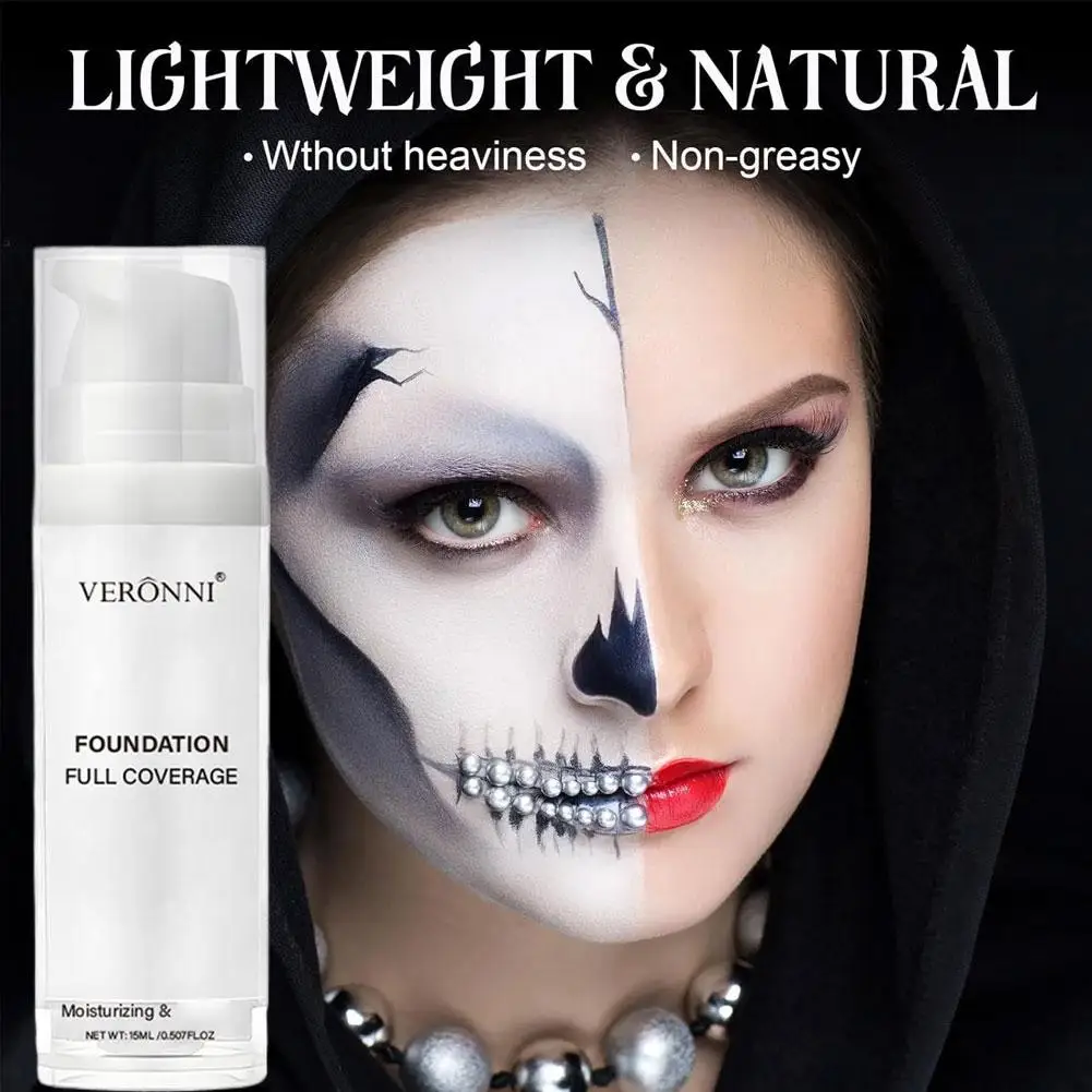 Base líquida blanca mezcla Pure-15ml sedoso cremoso mate de larga duración resistente a la transferencia para escenario Cosplay Halloween M Q6G5