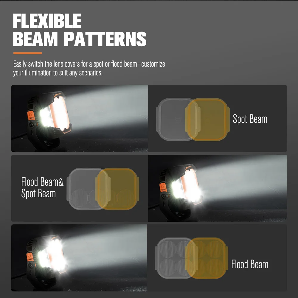LIGHTFOX Fascio combinato da 5 pollici 128w Gruppo fuoristrada ausiliario Led Pod Light Lampada da lavoro a LED 4x4 Faretto a LED