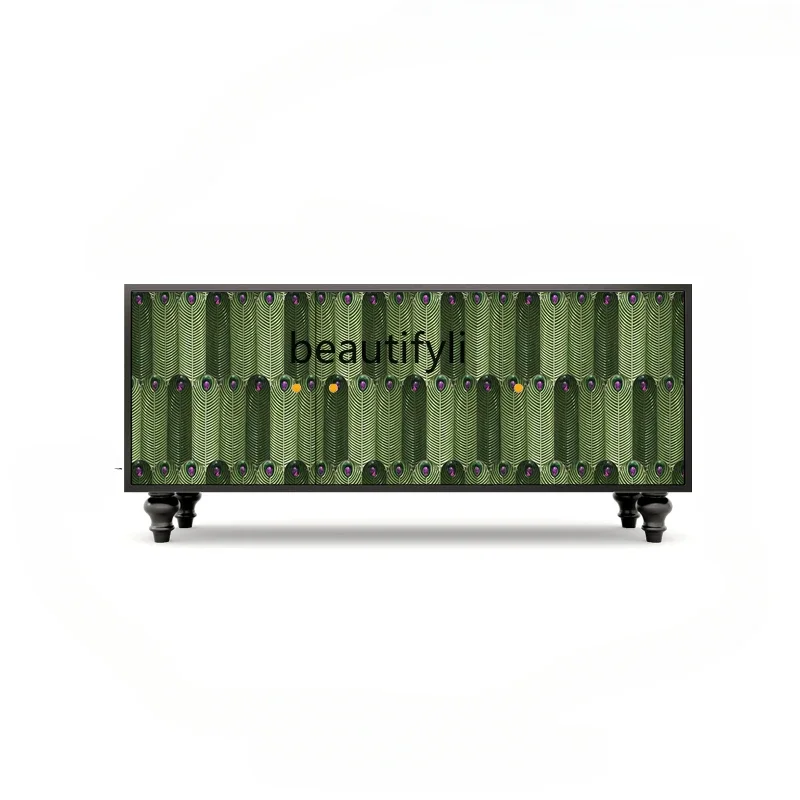 

Chinese style peacock solid wood living room storage chest cabinet household dining side cabinet entrance art storage cabinet