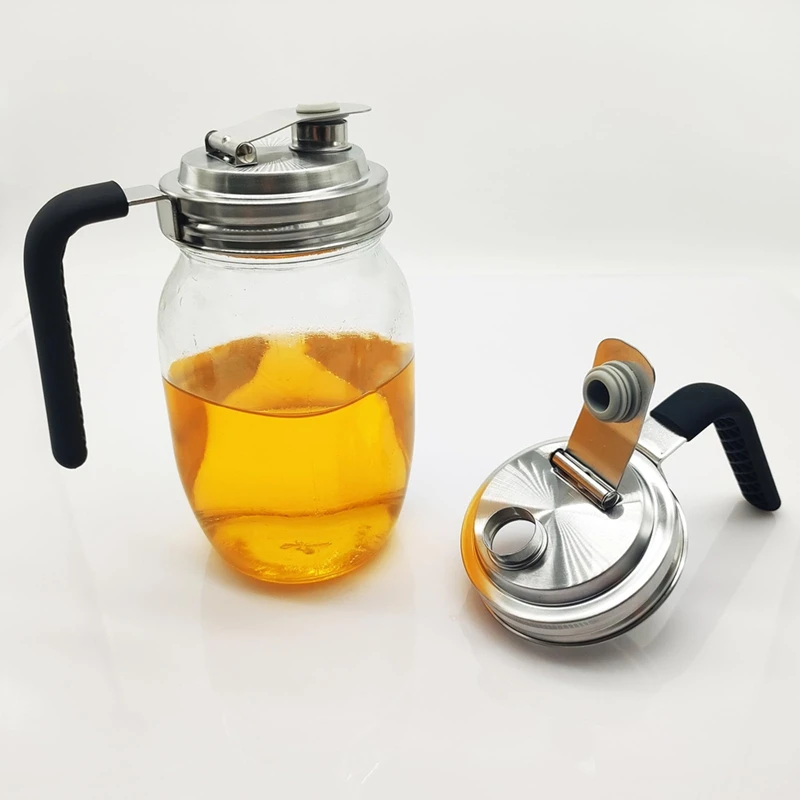 Stainless Steel Wide Mouth Mason Jar Flip Prouting Spout Lids With Handle, For Home Brewing Fermenting Drinks Airtight