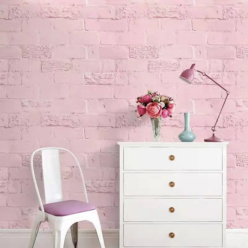 Papel tapiz autoadhesivo rosa para decoración de muebles, pegatinas de pared de vinilo impermeable para dormitorio, sala de estar