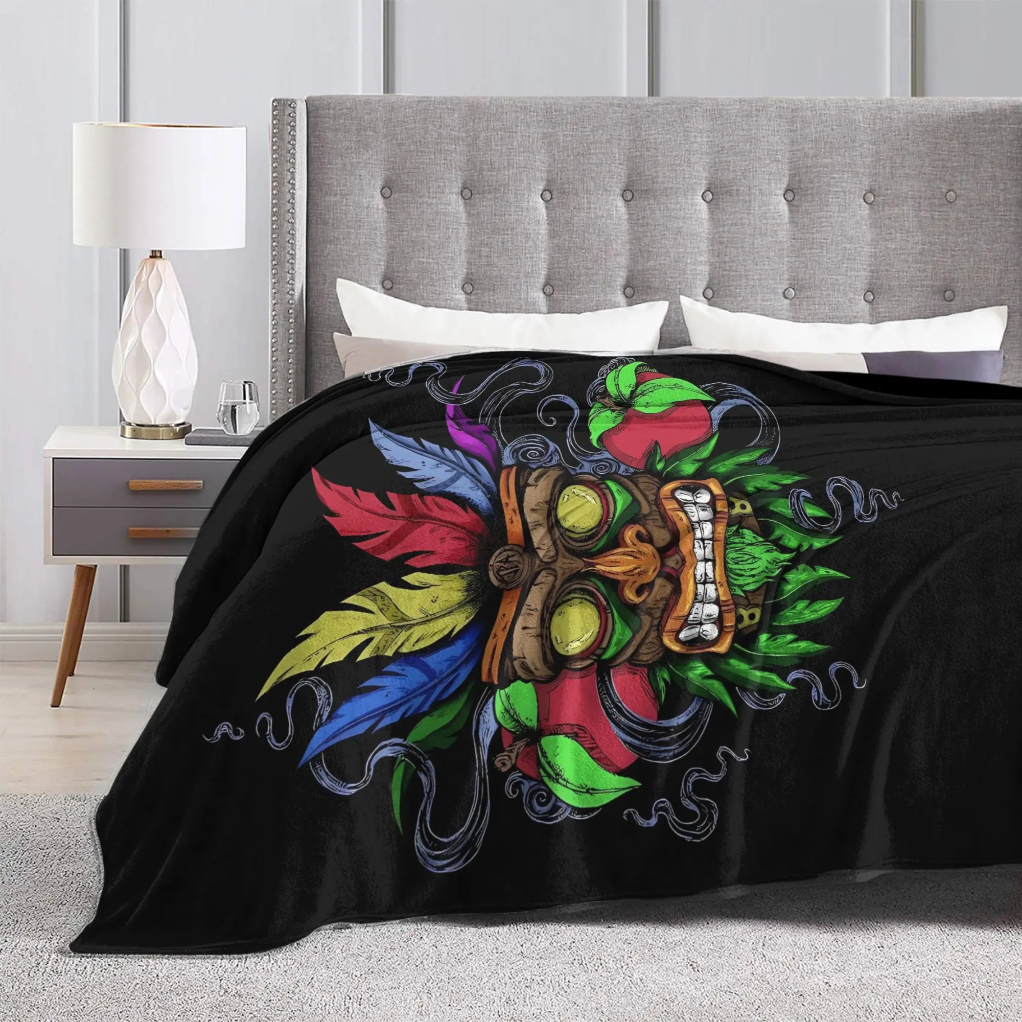 Crash Bandicoot Mask Art Warm Soft Blanket  Girls Boys Plush Bedding Throws Fluffy Couch Chair Flannel Bedspread Sofa Bed Cover